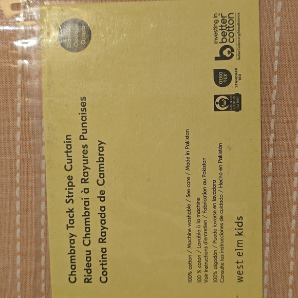 ❤️BUY 2 GET 1 FREE  West Elm Chambray Tack Stripe Curtain, Size 48"W x 96"L,Pink - Picture 3 of 11